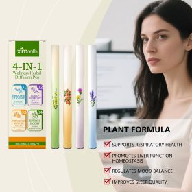 4 In 1 Natural Herbal Aroma Inhaler Stick Set, Multi Scent Essential Oil Portable Pocket Aromatherapy Pen